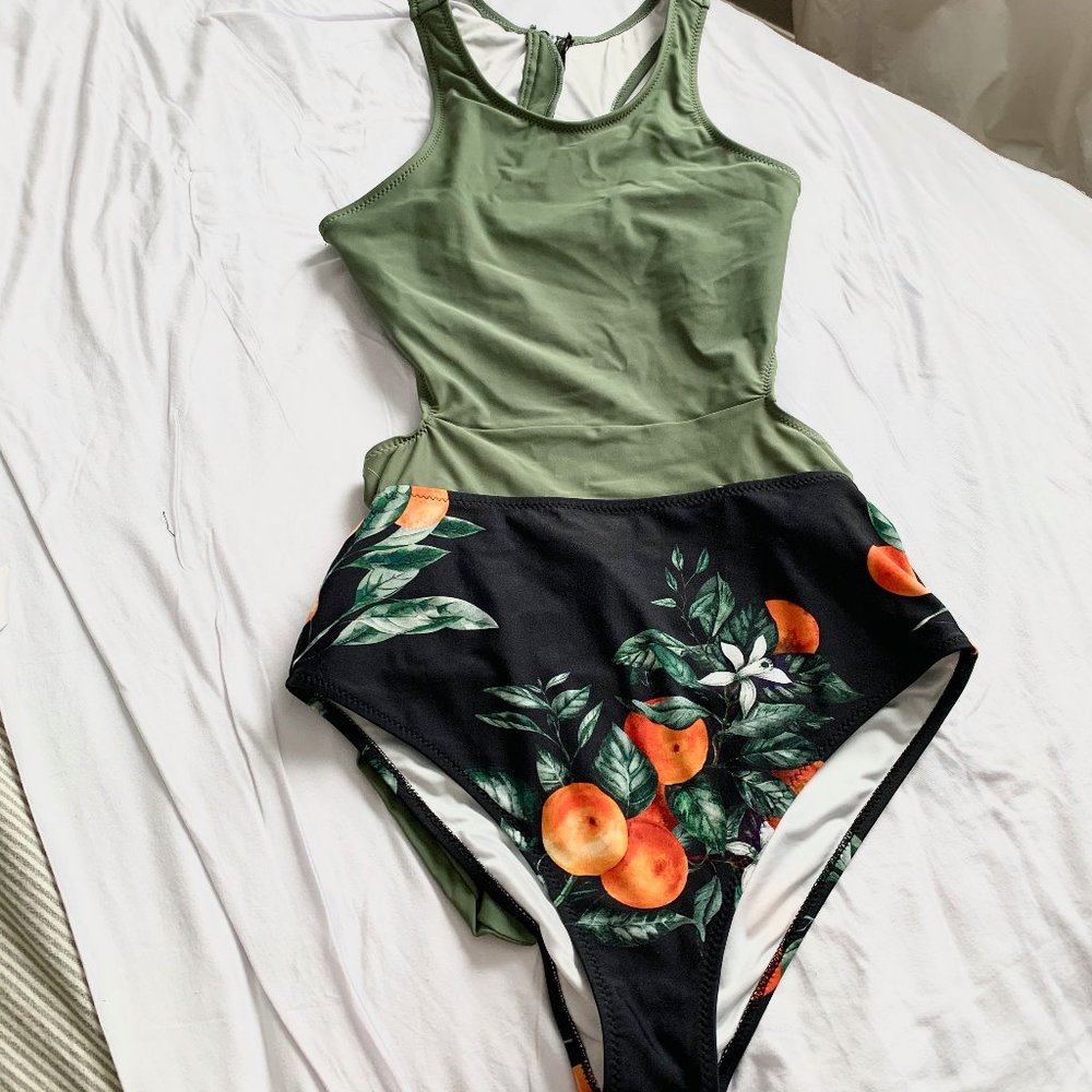 Miss you print one piece swimsuit